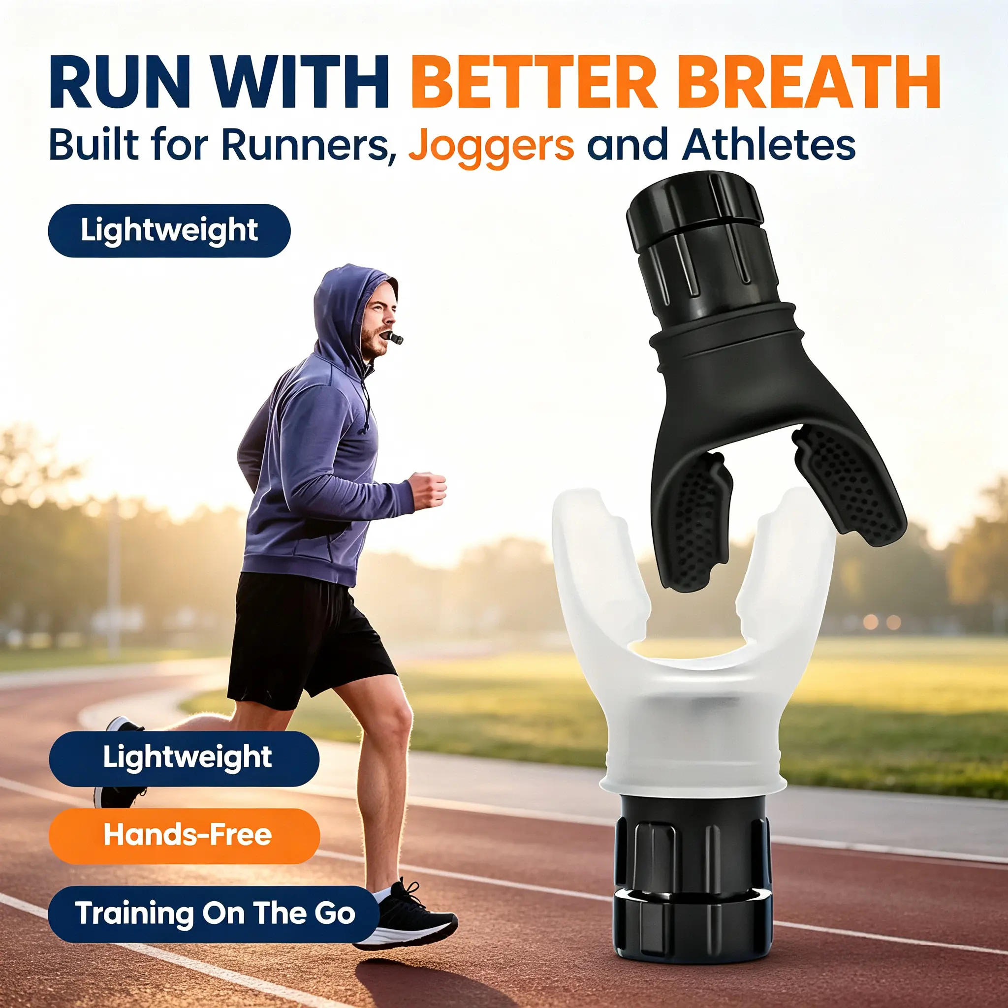 2 Pack Adjustable Breathing Trainer,Lung Respiratory Exercise Device for Improving Lung Capacity, Portable Respiratory Muscle Trainer for Fitness Running Sports