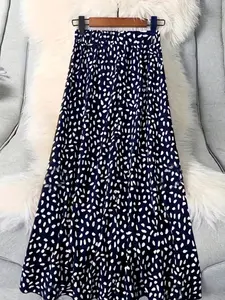 High Waist A-Line Print Skirt, Casual Simple Daily Wear, Chic, Spring & Fall, Slimming Loose Elegant, Commute Date, Fitted