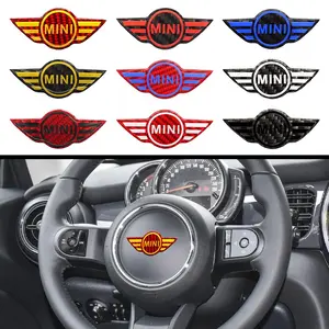 Car Steering Wheel Center Sticker Logo Badge For Mini Cooper Cooper Works John R50 R52 R53 R55 R56 F54 F55 F56 F60 Car Decoration Carbon Fiber Car Decoration Car Stickers