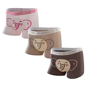 Men's Fun Elephant Print Boxer Trunks 3 Pack Ultra Soft Cotton Underwear 3D Contour Pouch Wide Elastic Waistband Perfect Gift Choice for Special Occasions