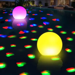 Rechargeable Floating Pool Lights, 6 Inch Light Up Pool Balls with Underwater Lights Show, Color Changing LED Pool Light That Float, IP68  Floating Light for Pool, Party, Pond - 2 count