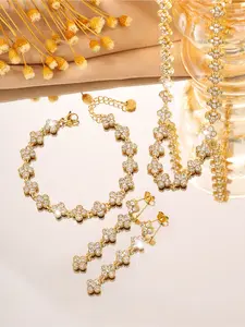 3-Piece Classic Fashion Luxury 304 Stainless Steel Jewelry Set, Daily Fashion Item - Valentine's Day Gift, Best Friend Jewelry Gift for Daily Wear and Holiday Banquets