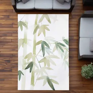 212 MAIN Watercolor Bamboo Leaves Boho Graphic Botanical Area Rug - 5x7ft Rectangular, Nature-Inspired Indoor Outdoor Decor for Patio, Deck, Boho Graphic Rug, Botanical Area Rugs