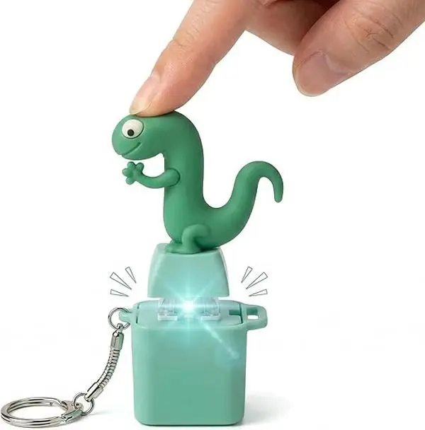 Lizard Keychain Sound: Rechargeable Lizard Button with Colorful Lights and Sound, Perfect for Stress Relief and Office Pranks. Portable and Fun for Everyday use, 1-Pack