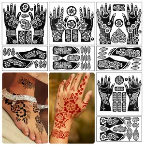 Muslim Style Tattoo Templates, Large Size, Compatible with Juice Henna Paste, Nail Art, Casual Design, 8 Pieces, No Ca Prop 65 Warning, Henna Stencil, Temporary Tattoos