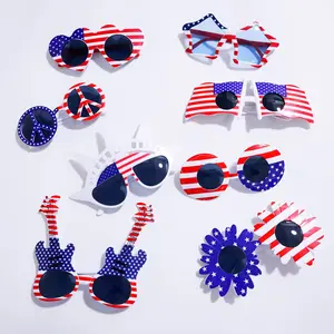8 Pcs July 4th Usa Flag Patriotic Glasses, Statue of Liberty, Guitar, Daisy, Peace Sign, Independence Day Party Gift, Photo Booth Props