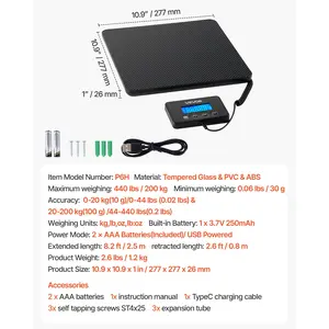 VEVOR Digital Postal Scale, 0.35 oz/3.5 oz Dual Accuracy, 440 lbs Commercial Weight Scale with Hold/Tare Function LCD Display, Fit for Packages, Postage, Luggage, Battery Charging Cable Included