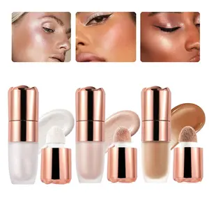 3 Pcs Multi-Use Liquid Highlighter & Contour Set, Glow Booster and Highlighter, Liquid Bronzer, Smooth Cream Formula and Non-greasy Finish, Long Lasting Illuminator Highlighter Face Enhancing Makeup