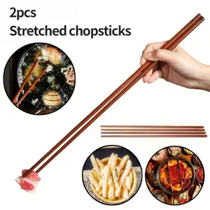 2-Piece Extended Wooden Chopsticks Holder, Durable Heat-Resistant Kitchen Tool, Tableware, Ideal for Noodles, BBQ, Hot Pot, Frying Foods