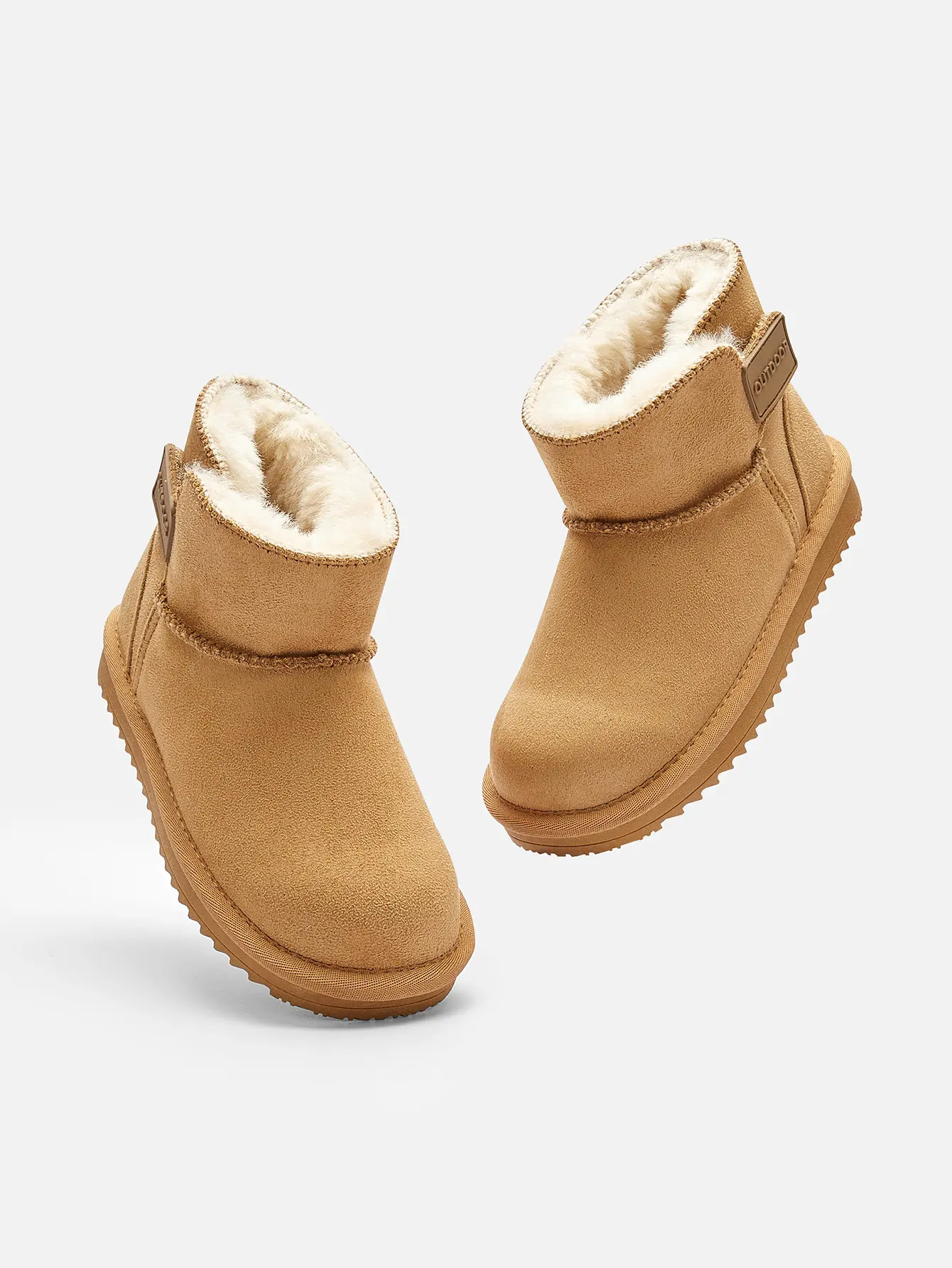 balabala Girls' Winter Snow Boots, Waterproof Round Toe Short Boots with Fleece Lining, Anti-Slip Sole, and Easy Velcro Strap for Children, Lightweight, Synthetic, Insulated, Slip On, 3 - 4 Years, Ankle, Ankle Boot