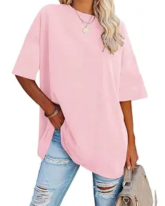 Women's Oversized T Shirts Tees Half Sleeve Crew Neck Cotton Tunic Tops