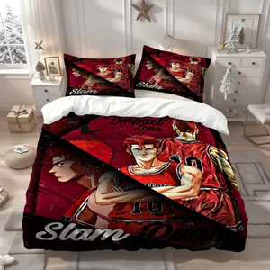 3Pcs 10 Sakuragi Hanamichi Shohoku jersey illustration Themed Printed Bedding Set, Soft Comfortable, All-Season, Ideal for Family Bedroom & Guest Room, Perfect Holiday & New Year Gift, 1 Duvet Cover 2 Pillowcases (No Insert)