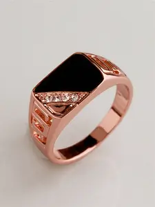 1 Pc Fashion Cubic Zirconia Men's Stainless Steel Artificial Gemstone Ring For Men Party Accessories Jewelry Gift