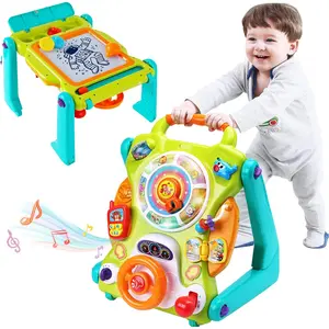 3 in 1 Baby Walker Sit to Stand Toys, Kids Activity Center, Toddlers Musical Fun Table, Lights and Sounds, Learning, Birthday Gift for 9, 12, 18 Months, 1, 2 Year Old, Infant, Boy, Girl