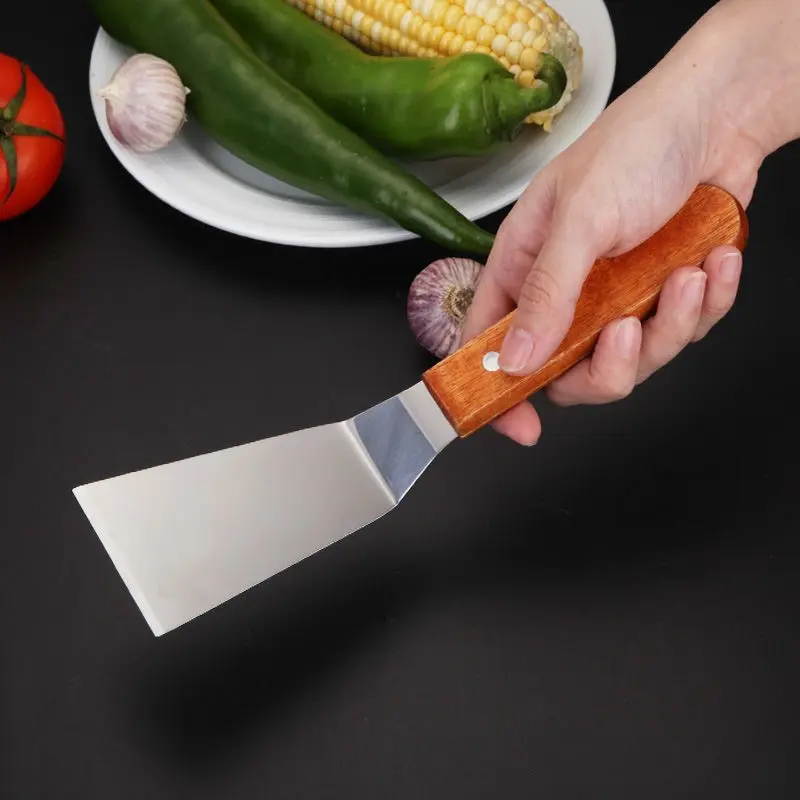 1pcs Griddle Spatula Stainless Steel Grill Spatula Turner for Burgers - Cookies and Pancakes with Wooden Handle - Kitchen Utensils. Hanging
