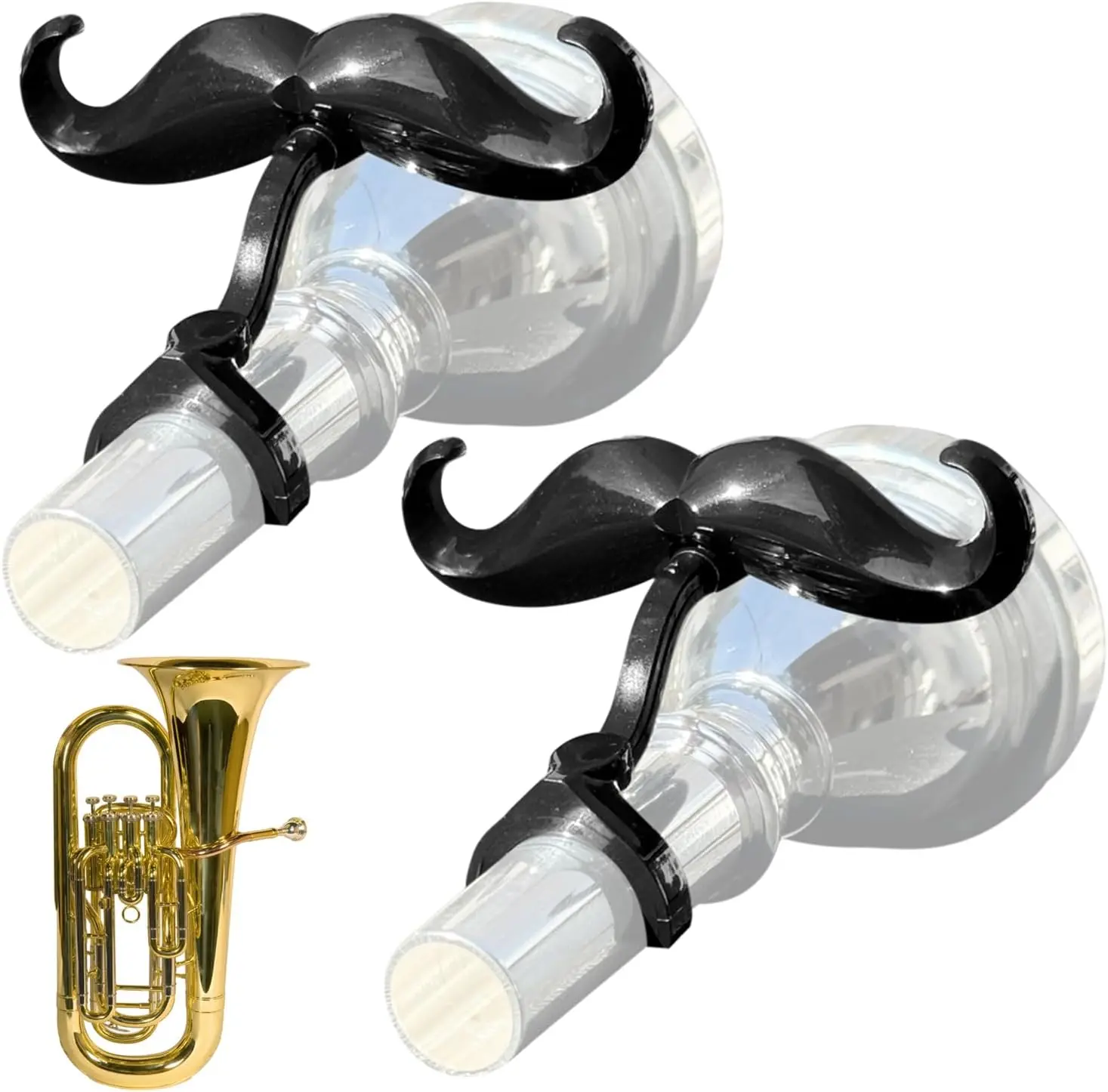 [2 Pack] Clip- Mustache For Tubas - Includes Protective Case - Made To Fit  Tuba Mouthpieces -  Accessory For Young Musicians