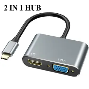 2 in 1 USB C To 4K HDMI-compatible VGA Adapter Type C Hub for S10 For MacBok Pro For Lenovo USB C Input