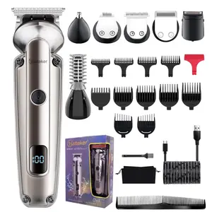 7 in 1 Multifunctional Hair Trimmer Kit, 1 Box USB Rechargeable Waterproof LED Display Hair Clipper with Accessories, Hair Trimmer for Men