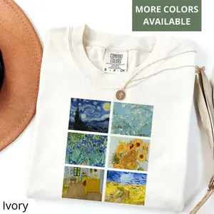 Comfort Colors® Van Gogh Shirt, Artist Gift, Starry Night Sunflowers Irises Shirt, Aesthetic Art Shirt, Van Gogh Paintings, Van Gogh Gifts