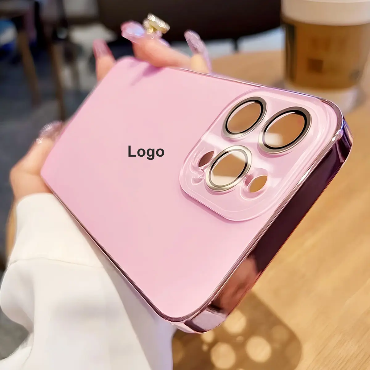 High-Quality Electroplated Original Color Anti-Fall Crystal Acrylic Mobile Phone Case & Screen Protector, Easy Installation Accessories for iPhone 17 Pro Max/17 Pro/16/15/14/13/12 Plus (Pink Casing)