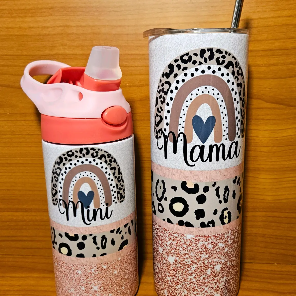 Mama & Mini Tumbler Set Bottle Drinkware Metal Straw Water Bottles Cup Bottled Reusable Portable