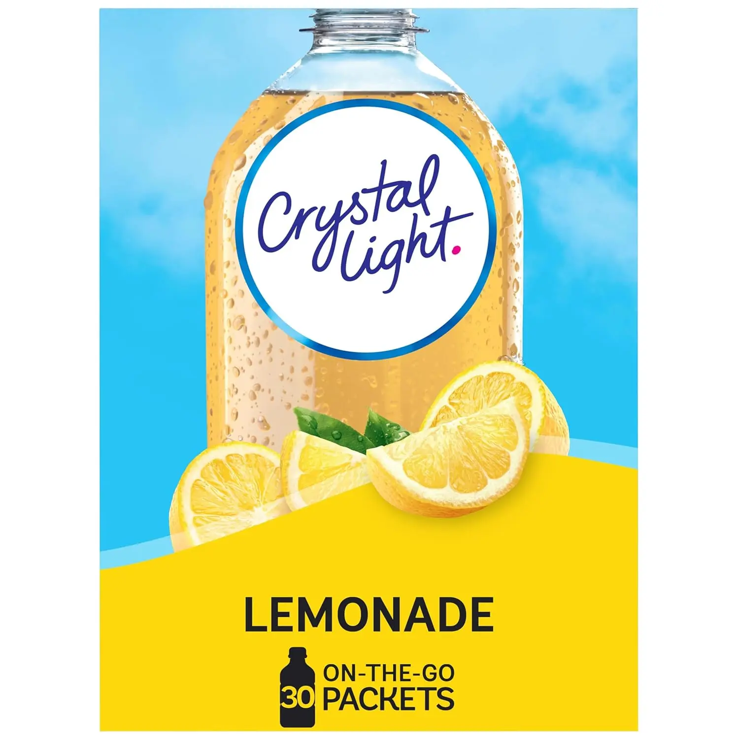 Crystal Light Lemonade Naturally Flavored Powdered Drink Mix with Other Natural Flavors, 120 Count, 4 Boxes of 30 On-the-Go Packets, Refreshing Low-Calorie Drink Mix