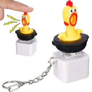 Tomorotec Funny Chicken Keyboard Toy with 3 Sound Modes, Type-C Rechargeable Cartoon Fidget Toy for Adults, LED Light Effects Annoying Prank Gag Toy for Stress Relief, Office Desk, Parties, Friends