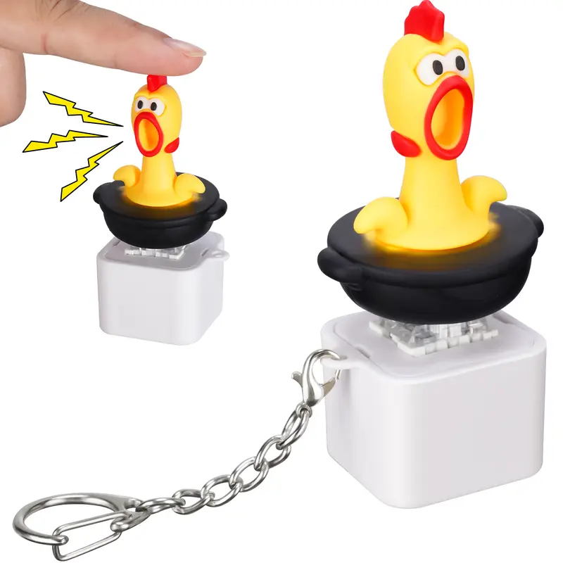 Tomorotec Unisex Funny Chicken Keyboard Clicker Fidget Toy - 3 Sound Modes, Type-C Rechargeable, LED Light Effects, Sensory Stress Reliever, 12+ Years, Adults, Friends Prank Gag Office Desk Toy