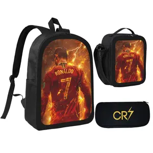 CR7 School Backpack Set for Backpack with Lunch Bag Pencil Case, 3Pcs Set Idea for Student School