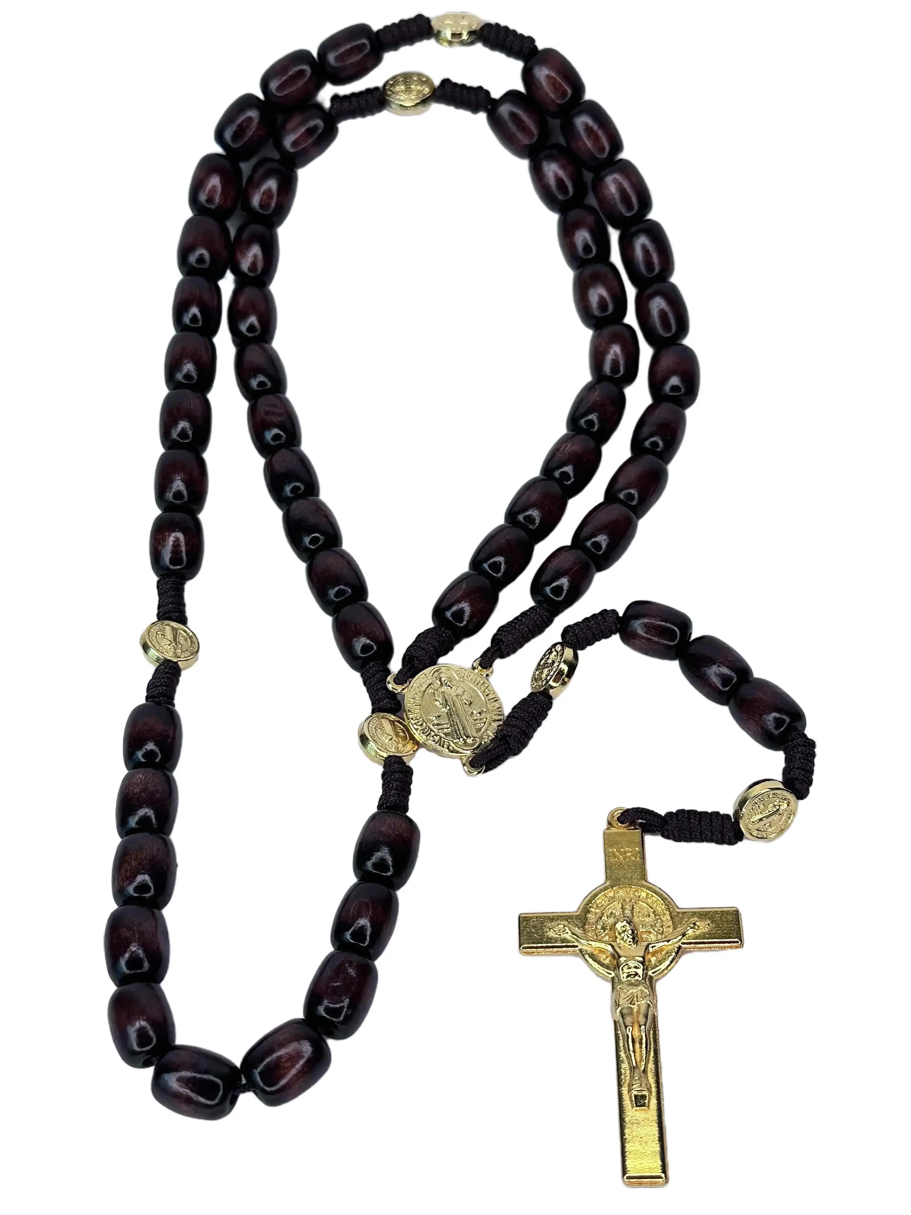 Saint Benedict Rosary Dark Brown Wooden