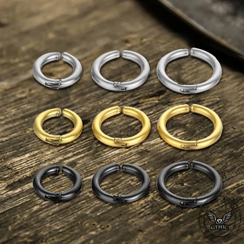 GTHIC Minimalist Edge Stainless Steel Solid Color Non-Piercing Ear Cuffs - Unisex, Durable, Adjustable Size, Multiple Diameters, 14mm Artificial Gemstone Jewelry for Daily Wear, Party
