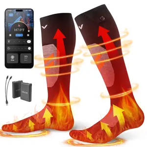 VEVOR Heated Socks, 5000mAh Battery Powered, Rechargeable Heating Socks with 4 Heating Levels, Electric Heated Sock with APP Control for Men Women, Foot Warmer for Hunting Riding Camping Hiking