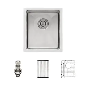 Sarlai 13 x 15 Inch Undermount Bar Sink Single Bowl Undermount Kitchen Sink 16 Gauge Stainless Steel Kitchen Sink