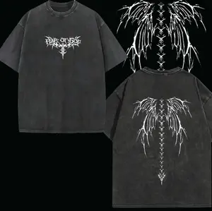 Oversized Printed T-Shirt, Men's Fitness Vintage Heavyweight T-Shirt, Cotton Sport Acid Wash Loose T-Shirt, Street Fashion Top, Unisex, Holiday Gift