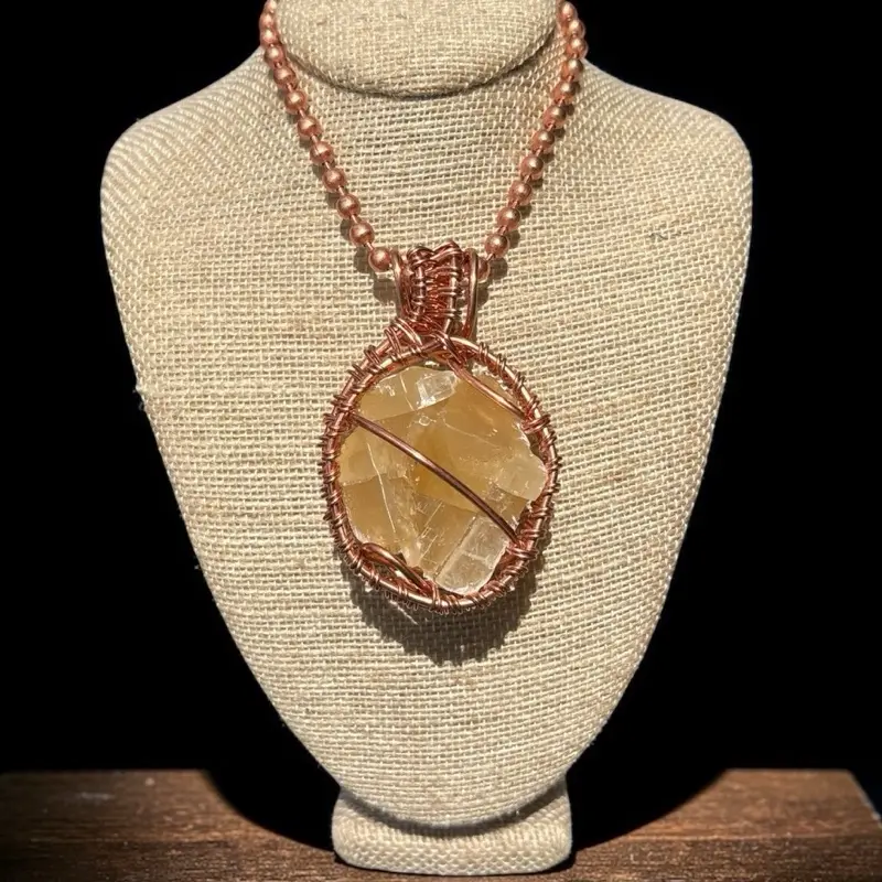 Juma CopperKing Campbell Raw Honey Calcite 24” Copper Necklace