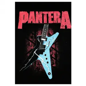 1pc Pantera Band Heavy Metal Guitar Canvas Poster, 12x18 Inches,  Anime-Themed Wall Art, Vibrant Blue & Red, Perfect For Bedroom, Office, Living Room & Dorm Decor, Living Room Artwork Vibrant Wall Art Bold Graphic Print, Music Decor