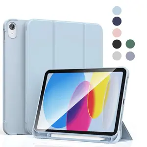 iPad A16 11th Gen 11 Inch Case, 10th Gen 2022 10.9 Inch Case with Pencil Holder, Soft Silicone Protective Cover, Auto Sleep/wake