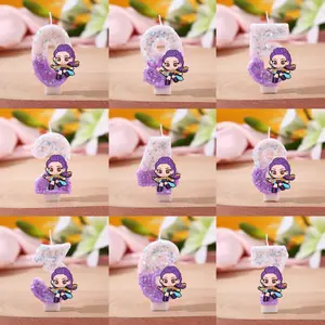 Digital Candle Cake Decoration, Witch Girl Birthday Candles, Cross-Border Cartoon Birthday Candles, Number Candles for Parties
