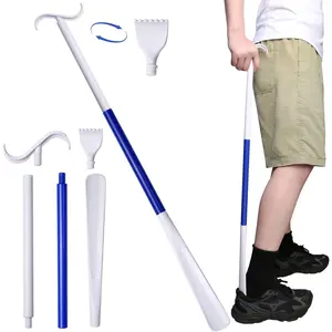 35.5 Inch 3-in-1 Shoe Horn Long Handle for Seniors & Adults - Long Shoe Horn with Detachable Back Scratcher Sock Remover, Dressing Aid - Long Shoe Horn for Seniors - Travel-Friendly Design