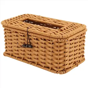 Rattan Rectangular Tissue Box Cover - Boho Decorative Woven Tissue Holder,Vintage Farmhouse Tissue Dispenser for Home