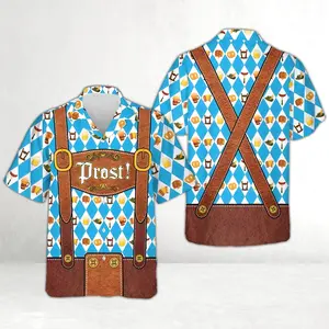 Bavarian Oktoberfest Hawaiian Shirt, German Beer Festival Aloha Button Down, Funny Prost Beer Drinking Shirt, Oktoberfest Gift for Him