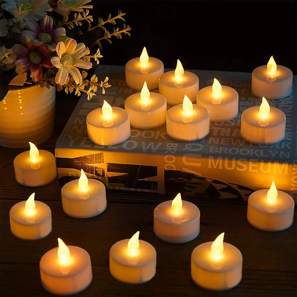 Tealight Candles Battery Operated Flameless 24Pack LED Fake Candles, Long Lifespan 200H Votive Lights for Home Anniversary Party Table Decor