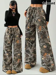 Women's Loose-Fit Long Pants, Knit, Spring & Fall Casual Street Fashion Style, Unique Design, All-Season Wearable, Versatile