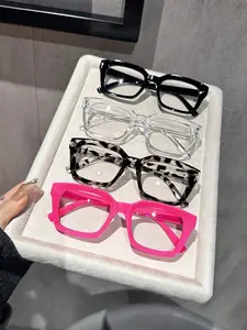 Unisex Geometric Multicolor Plastic Glasses, Modern Simple Transparent Eyewear, Preppy Style, Suitable for Daily Life, Dates, Outings, All Seasons