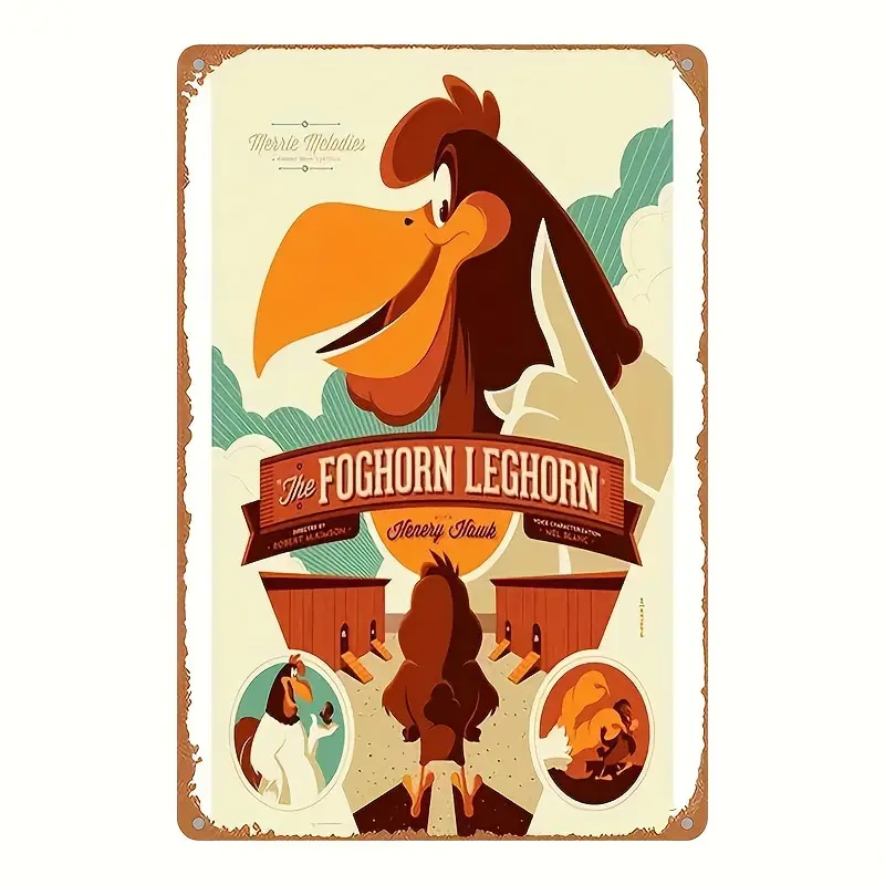 Foghorn Leghorn Decorative Metal Sign - 8x12 Iron Wall Art, Pre-Drilled, Weatherproof, Multipurpose Vintage Style Decor for Home, Bar, Cafe, Garage - English Text, Wall Mountable