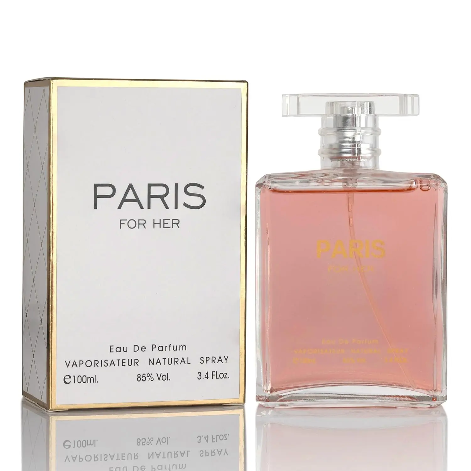 Women's Paris For Her Regular Edition Eau de Parfum Spray - 3.4 fl oz (3-3.9 fl oz Range), Long-Lasting Daywear Casual Elegant, Contains Neither Harmful Additives, Ideal Beauty Gift for Adults' Birthday-Anniversary, Perfumes for Women