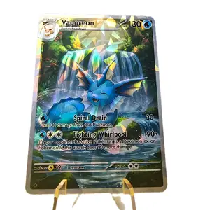 Vaporeon Waterfall Whirlpool CUTE Eeveelution Standard Size and Pokemon Back Clean Edges/Corners Fractal Glass Holo Ships Sleeved/Card Saver/Bubble Mailer with Combined Shipping