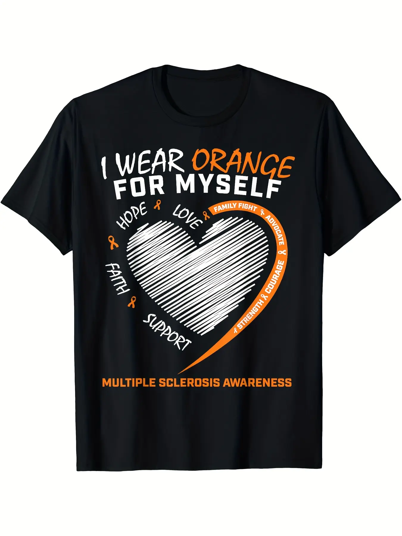 Orange Multiple Sclerosis Apparel Women Men MS Awa unisex soft cotton short sleeve t shirt, vintage graphic casual tee for men women teens, perfect birthday holiday gift for camping travel gym daily street  wear