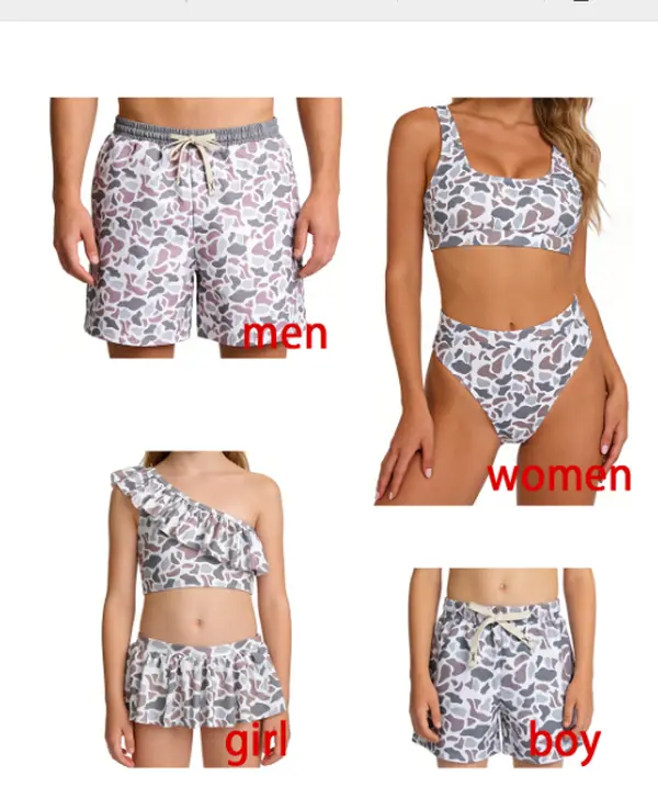FS Family Underwired Camouflage Bikini Set, Grey Quick-Dry Beach Sports Swimwear, UWH20260515, Camouflage Bikini Sets, Underwired Set