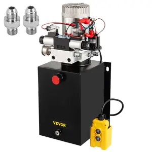 VEVOR Hydraulic Power Unit 12 Volt Dump Trailer Hydraulic Pump Double Acting 12 Quart Hydraulic Pump Electric Hydraulic Cylinder Pump with Brass Pressure Gauge for Dump Trailer Lift Gates TruckerVEVOR Super Brand Day